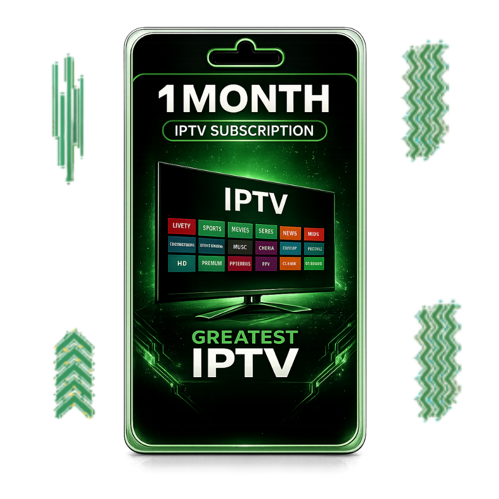 Greatest IPTV 1 Month IPTV Subscription digital package design