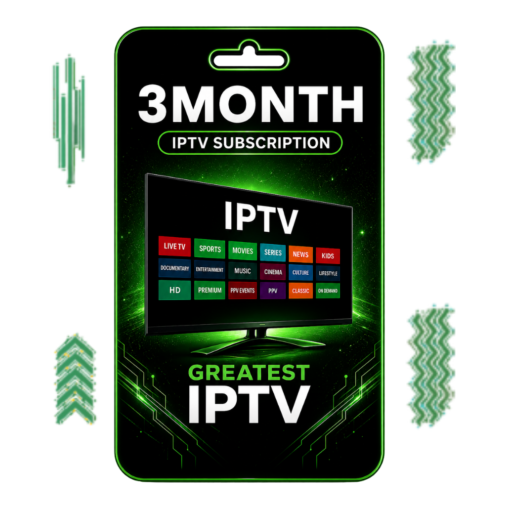 Greatest IPTV 3 Month IPTV Subscription digital package design